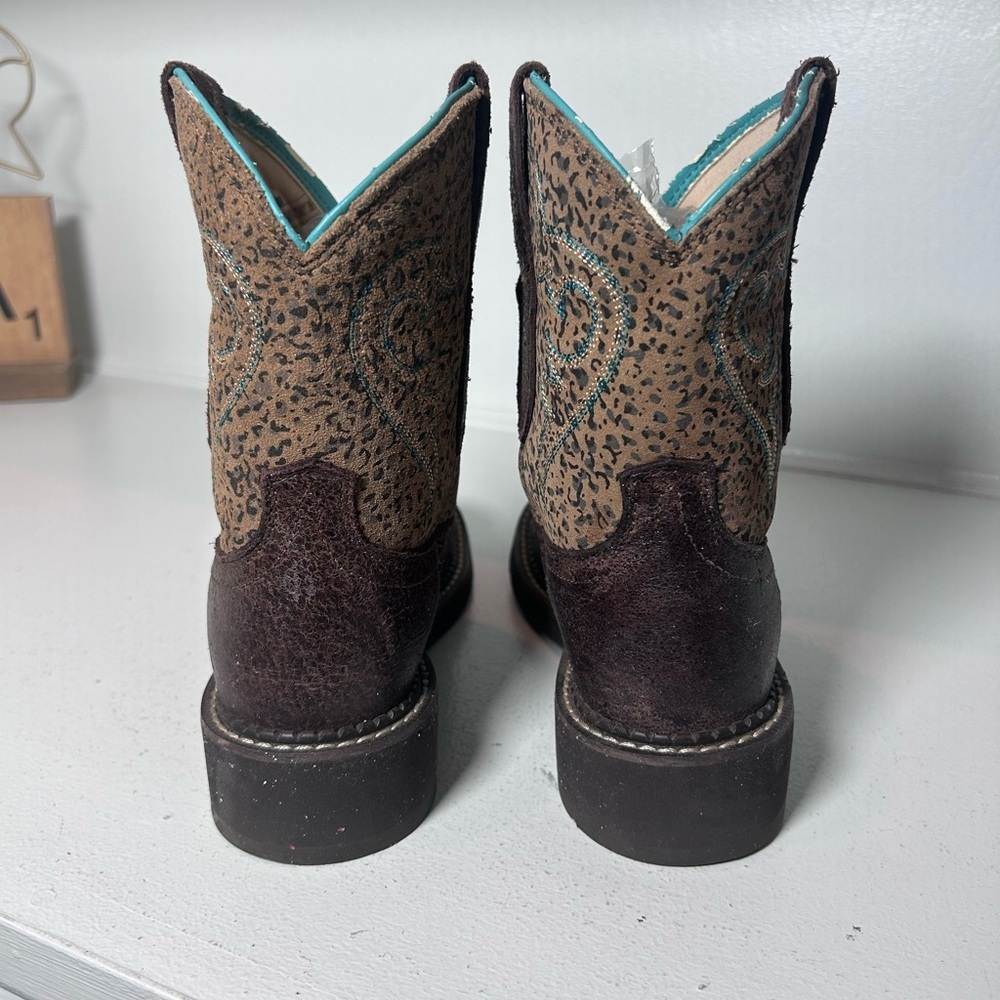 Ariat Fatbaby Women’s 6.5 Western Boots Brown Tan Glitter Sheen Short Cowboy - Picture 5 of 8
